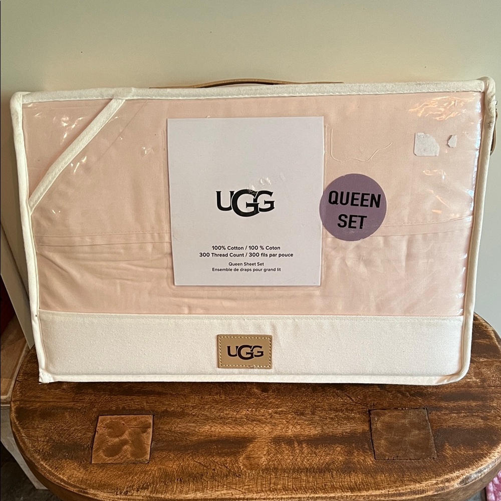 NWT UGG IONA Light Sand color Queen Sheet Set, 100% cotton, 300 thread count